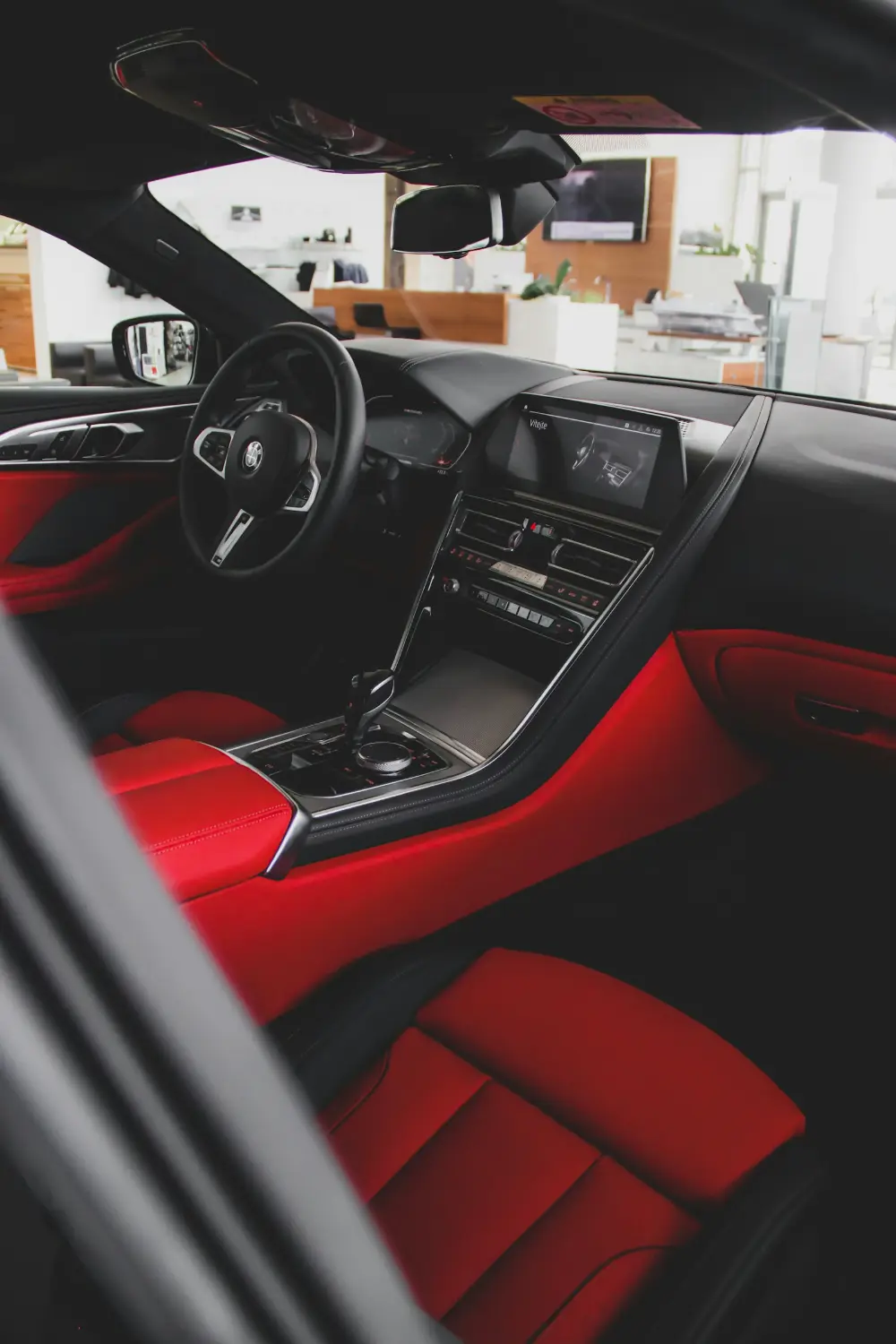 Red leather car interior